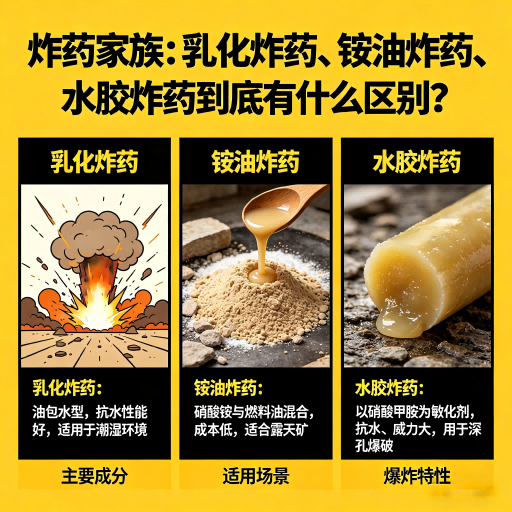皮山炸药家族:乳化炸药、铵油炸药、水胶炸药到底有什么区别?